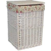 Red Hamper Cotton Lined Square White Wash Wicker Laundry Basket in Red