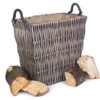 Red Hamper Wicker Grey Rectangular Log Basket