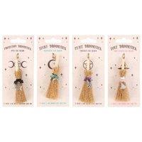 KDMD Pack of 12 Lucky Crystal Broomstick Car Charms in Brown