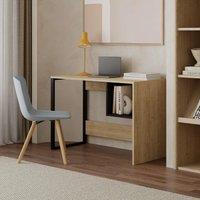 Decortie Model-4' 110cm Computer Desk with Metal Leg Office Gaming Work Table with Shelf in Natural | Size: 1 Pack