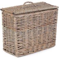 Red Hamper Wicker Rectangular Toilet Tidy Lidded Basket in Brown