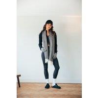 SVNX Women's Herringbone Tassle Scarf In Black & White