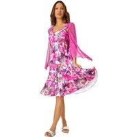 Roman Women's Textured Pointelle Detail Shrug in Fuchsia | Size: 14