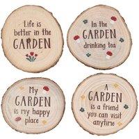 KDMD Garden Wood Slice Coaster Set in Brown