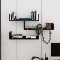 Decortie Tibet' Wall-Mounted Bookcase Display Unit 120cm Wide in True Black | Size: 1 Pack