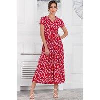 Jolie Moi Women's Mabrouka Stand Neck Maxi Dress in Red | Size: 8
