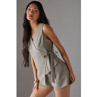 Petite Tailored Waistcoat Tie Side Playsuit