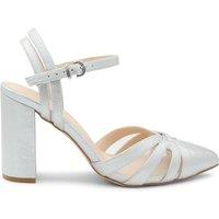 Paradox London Women's 'Kimora' Block Heel Pointed Court Shoes in Silver | Size: 5