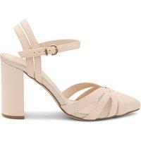Paradox London Women's 'Kimora' Block Heel Pointed Court Shoes in Nude | Size: 5