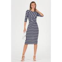 Jolie Moi Women's Qyara Jersey Twist Bodycon Midi Dress in Navy | Size: 18