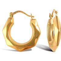 Jewelco London Women's 9ct Gold Faceted Donut Creole Earrings