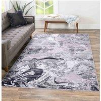 Desire Rugs Solarius Modern Abstract Area Rug - Stylish Abstract Patterns for Trendy Homes in Silver | Size: 60 cm x 220 cm