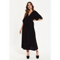 Liquorish Women's Black Maxi Wrap Dress | Size: 8