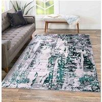 Desire Rugs Modern Styra Abstract Area Rugs Luxury for Bedroom, Living Room, & Hallway in Aqua | Size: 200 cm x 290 cm