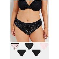 Yours Women's 5 Pack High Leg Knickers in Black | Size: 34-36