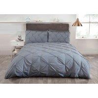 Rapport Home Pintuck Balmoral Duvet Cover Set in Silver | Size: Double