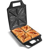 VonShef 1600W Non-Stick Plates 4 Slice Dip Fill Sandwich Toaster in Black