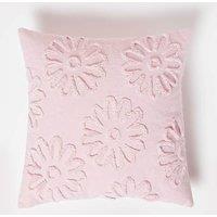 Homescapes Floral Daisy Tufted Cotton Cushion in Lilac | Size: 45 cm x 45 cm
