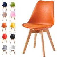 MCC Direct Single Dining Chair with Wooden Legs & Padded Cushion - Eva in Orange