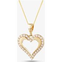T.H.Baker Women's 9ct Yellow Gold Cubic Zirconia Open Heart Necklace P1606Y