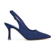 XY London Women's 'Valerie' Stiletto High Heel Closed Toe Slingback Court Shoes in Navy | Size: 5