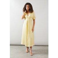 Wallis Women's Satin Puff Sleeve Button Midaxi Dress in Yellow | Size: 14