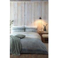 Appletree 'Anson Stripe' 100% Brushed Cotton Duvet Cover Set in Green | Size: Super King