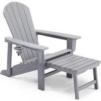 VonHaus Westport Reclining HDPE Adirondack Garden Chair with Footrest in Grey | Size: 1 Pack