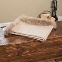 Native Natural Woven Beige Wool Blanket Sheepskin Trim | Size: Double