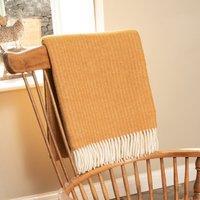 Native Natural Cable Pattern Mustard Wool Blanket | Size: 140 cm x 200 cm