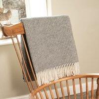 Native Natural Cable Pattern Grey Wool Blanket | Size: Double