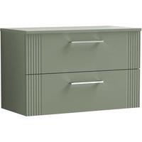 Balterley 2 Drawer Wall Hung Vanity Unit Colour Match Worktop, Green 800mm