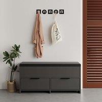 Decortie Shoe Storage Bench 'Cove' with Lift-Up Lid & Drop Door Width 106cm in Dark Grey | Size: 1 Pack