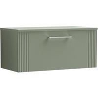 Balterley 1 Drawer Wall Hung Vanity Unit Colour Match Worktop, Green 800mm