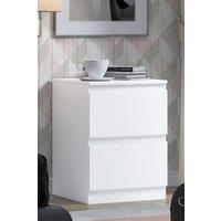 FWStyle Stora White 2 Drawer Bedside Chest Table Nightstand Deep Drawers