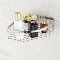 Nes Home Single Corner Shower Bathroom Caddy Shelf Chrome in Metallic Silver