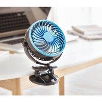 mysmartbuy Rechargeable Mini Clip-On Fan - 360 Rotatable Portable Personal Desk, Car, Home Cooling USB Fan - Measures 19 x 14cm | Size: 19 x 14 cm