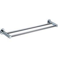 Nes Home Wall Mounted Round Double Towel Bar Chrome in Metallic Silver