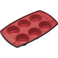MasterClass Smart Silicone Flexible 6 Hole Muffin Tray, 30 x 18cm in Red | Size: 30 x 18 cm