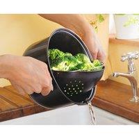 mysmartbuy 3 in 1 Black Cooking Pot with Built-In Strainer - 3 Litre Capacity