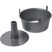 Chicago Metallic 2pc Non-Stick Angel Cake Pan, Carbon Steel Round Cake Tin, 25cm in Grey