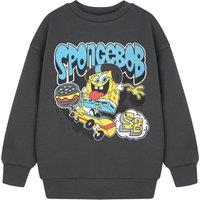 SpongeBob SquarePants Boy's Sweatshirt | Charcoal | Official Merch in Grey | Size: 9-10 Years