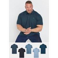 BadRhino Men's 5 Pack Short Sleeve Polo Shirts in Dark Navy | Size: 4XL