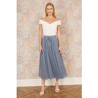 Yumi Women's Blue Mesh Tulle Skirt | Size: 14