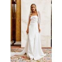 Bandeau Structured Column Wedding Dress with Overskirt