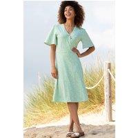 Kite Women's Highcliffe Organic Cotton Jersey Wrap Dress Dinky Ditsy in Green | Size: 20