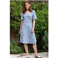 Kite Women's Highcliffe Organic Cotton Jersey Wrap Dress Full Bloom in Navy | Size: 16