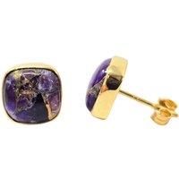 Harfi Women's Amethyst February Birthstone Gold Vermeil Stud Earrings in Purple