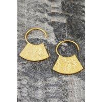 Otis Jaxon London Women's Hammered Grecian Sterling Silver 1/4 Hoop Earrings in Gold