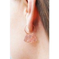 Otis Jaxon London Women's Hammered Grecian Sterling Silver 1/4 Hoop Earrings in Rose Gold